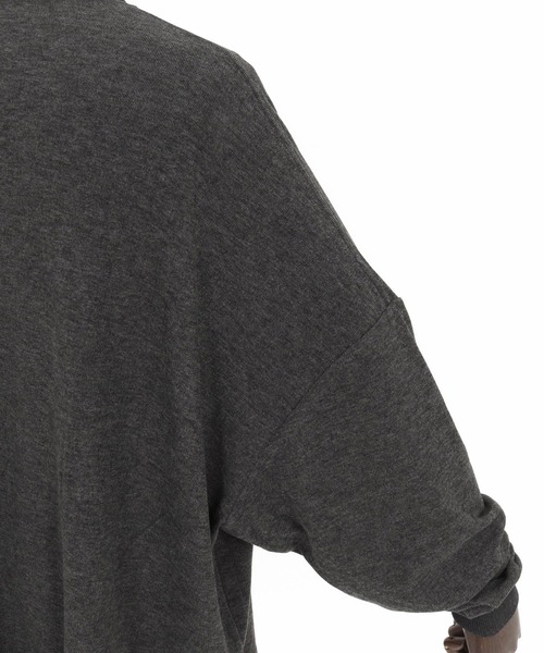 Magine(マージン)の「mlt5319-Cut-and-Sew Knitwear Pullover ロングスリーブTシャツ(Tシャツ/カットソー・メンズ・ブラック/チャコールグレー/グレー・48/46/44)」の7枚目の写真