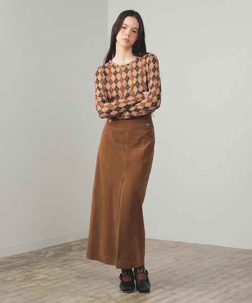 Ray BEAMS(レイビームス)の「アーガイルプリント クルーネック トップス(Tシャツ/カットソー・レディース・ブラウン/パープル・ONE SIZE)」の3枚目の写真