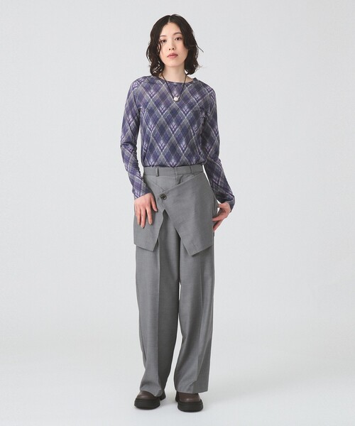 Ray BEAMS(レイビームス)の「アーガイルプリント クルーネック トップス(Tシャツ/カットソー・レディース・ブラウン/パープル・ONE SIZE)」の7枚目の写真