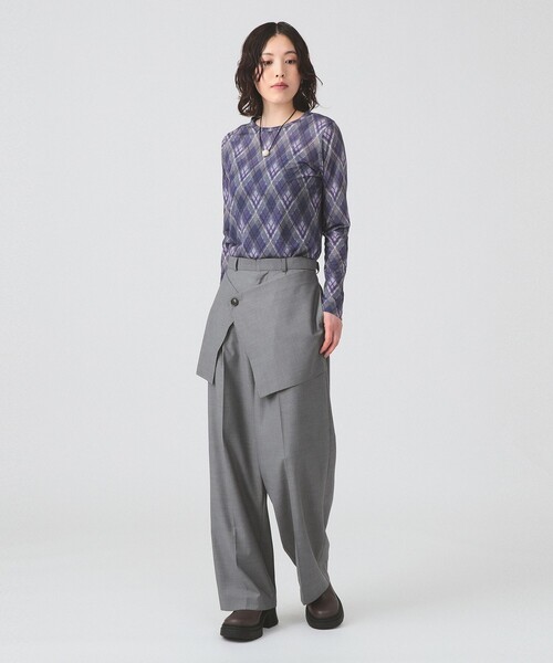 Ray BEAMS(レイビームス)の「アーガイルプリント クルーネック トップス(Tシャツ/カットソー・レディース・ブラウン/パープル・ONE SIZE)」の8枚目の写真