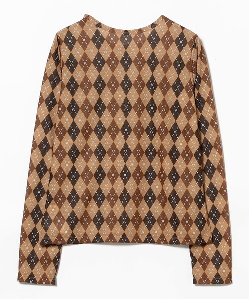 Ray BEAMS(レイビームス)の「アーガイルプリント クルーネック トップス(Tシャツ/カットソー・レディース・ブラウン/パープル・ONE SIZE)」の14枚目の写真