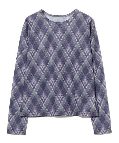 Ray BEAMS(レイビームス)の「アーガイルプリント クルーネック トップス(Tシャツ/カットソー・レディース・ブラウン/パープル・ONE SIZE)」の16枚目の写真