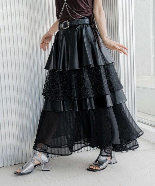 【HeartE】USED 黒い別珍 マーガレットレース付タックフレアスカート HeartE】USED 黒い別珍 マーガレットレース付タックフレアスカート