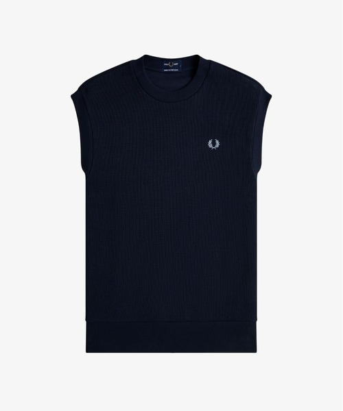 FRED PERRY(フレッドペリー)の「Crew Neck Ribbed Vest/クルーネックリブベスト(ベスト・メンズ・ネイビー・L/M)」の5枚目の写真