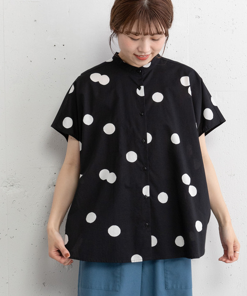 POU DOU DOU(プードゥドゥ)の「ランダムドットバンドカラーシャツ(シャツ/ブラウス・レディース・ブラック/ダークグレー・M)」の16枚目の写真