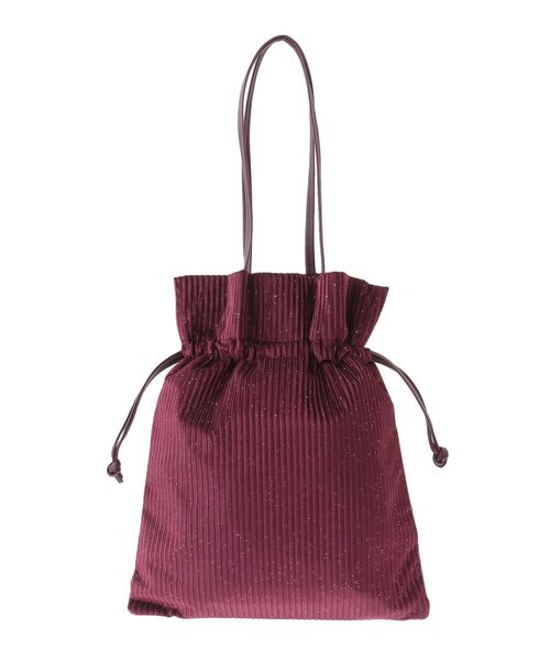 Green　Parks（グリーンパークス）の「andmikka.ラメベロアプリーツ巾着バッグ（ハンドバッグ・レディース・ブラック/カーキ/ボルドー/ブラウン/ベージュ・FREE）」の18枚目の写真