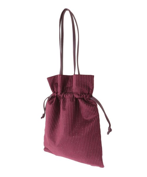 Green　Parks（グリーンパークス）の「andmikka.ラメベロアプリーツ巾着バッグ（ハンドバッグ・レディース・ブラック/カーキ/ボルドー/ブラウン/ベージュ・FREE）」の17枚目の写真