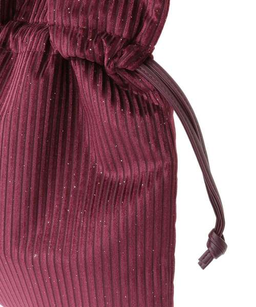 Green　Parks（グリーンパークス）の「andmikka.ラメベロアプリーツ巾着バッグ（ハンドバッグ・レディース・ブラック/カーキ/ボルドー/ブラウン/ベージュ・FREE）」の13枚目の写真