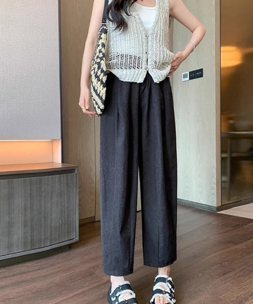 shoppinggo(ショッピングゴー)の「ワイドパンツ サマーパンツ 夏服 ストレート ウエストゴムパンツ(スウェットパンツ・レディース・ブラック/ブルー/カーキ/アイボリー/ピンク・M/L)」の18枚目の写真