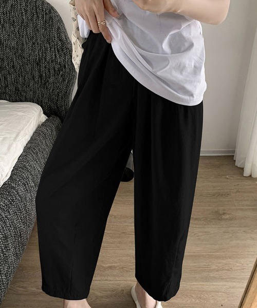 shoppinggo(ショッピングゴー)の「ワイドパンツ サマーパンツ 夏服 ストレート ウエストゴムパンツ(スウェットパンツ・レディース・ブラック/ブルー/カーキ/アイボリー/ピンク・M/L)」の20枚目の写真