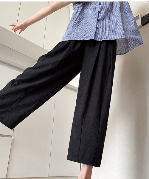 shoppinggo(ショッピングゴー)の「ワイドパンツ サマーパンツ 夏服 ストレート ウエストゴムパンツ(スウェットパンツ・レディース・ブラック/ブルー/カーキ/アイボリー/ピンク・M/L)」の21枚目の写真