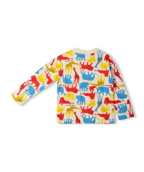 Moujonjon（ムージョンジョン）の「動物・車総柄接結長袖Tシャツ（Tシャツ/カットソー・キッズ・グレー/オフホワイト・140/130/120/110/100/90/80）」の3枚目の写真