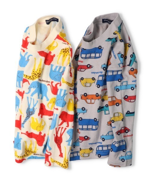 Moujonjon（ムージョンジョン）の「動物・車総柄接結長袖Tシャツ（Tシャツ/カットソー・キッズ・グレー/オフホワイト・140/130/120/110/100/90/80）」の7枚目の写真