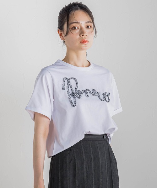 Droite lautreamont(ドロワットロートレアモン)の「フリンジコードロゴTシャツ≪手洗い可能≫(Tシャツ/カットソー・レディース・オフホワイト/ブラック・M)」の11枚目の写真