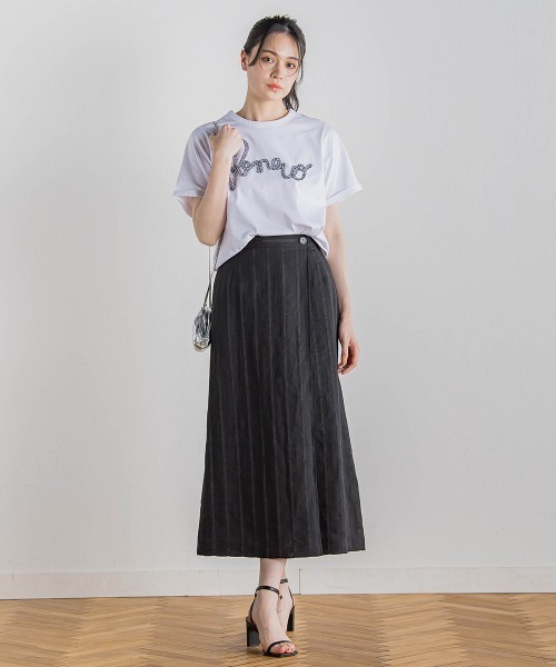 Droite lautreamont(ドロワットロートレアモン)の「フリンジコードロゴTシャツ≪手洗い可能≫(Tシャツ/カットソー・レディース・オフホワイト/ブラック・M)」の17枚目の写真