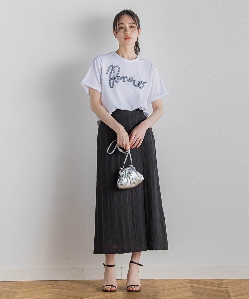 Droite lautreamont(ドロワットロートレアモン)の「フリンジコードロゴTシャツ≪手洗い可能≫(Tシャツ/カットソー・レディース・オフホワイト/ブラック・M)」の15枚目の写真