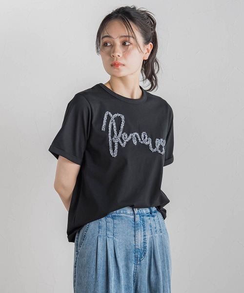 Droite lautreamont(ドロワットロートレアモン)の「フリンジコードロゴTシャツ≪手洗い可能≫(Tシャツ/カットソー・レディース・オフホワイト/ブラック・M)」の20枚目の写真