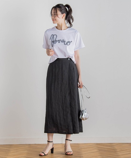 Droite lautreamont(ドロワットロートレアモン)の「フリンジコードロゴTシャツ≪手洗い可能≫(Tシャツ/カットソー・レディース・オフホワイト/ブラック・M)」の14枚目の写真