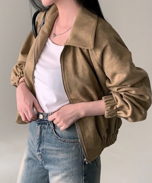 Teem Store(チームストア)の「Fスエードショートジャケット(ブルゾン・レディース・ブラック/グレー/ブラウン・M/L)」の12枚目の写真