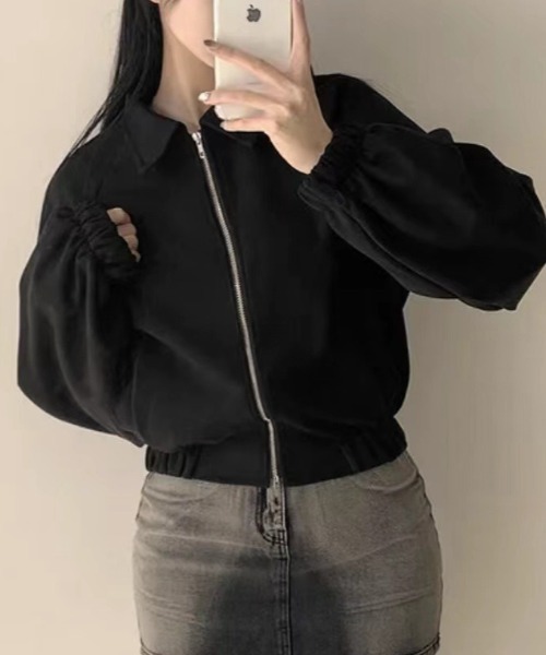Teem Store(チームストア)の「Fスエードショートジャケット(ブルゾン・レディース・ブラック/グレー/ブラウン・M/L)」の4枚目の写真