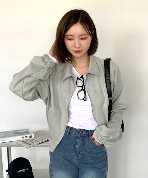 Teem Store(チームストア)の「Fスエードショートジャケット(ブルゾン・レディース・ブラック/グレー/ブラウン・M/L)」の8枚目の写真