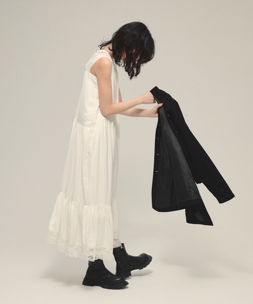 eL(エル)の「【eL】Gather Lace V One-piece/582474(ワンピース・レディース・オフホワイト/ネイビー・FREE)」の21枚目の写真