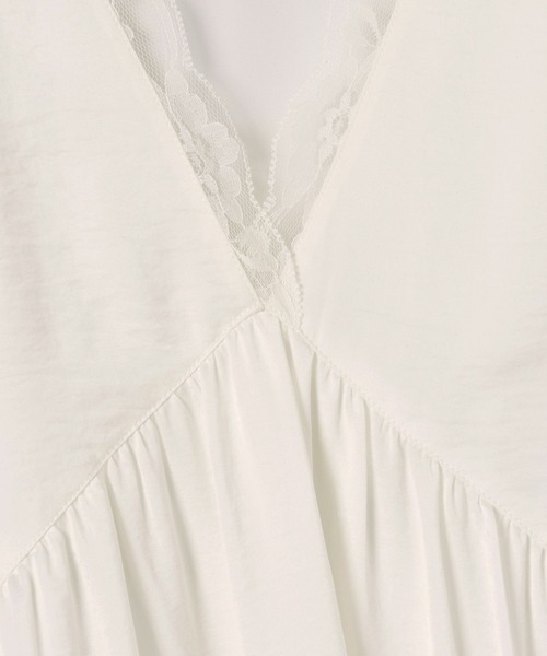 eL(エル)の「【eL】Gather Lace V One-piece/582474(ワンピース・レディース・オフホワイト/ネイビー・FREE)」の6枚目の写真