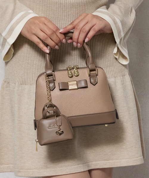 dazzlin(ダズリン)の「【dazzlin/ダズリン】バレッタリボン エコバッグ入バッグチャーム付 ミニハンドバッグ(ハンドバッグ・レディース・ブラック/ミント/ピンク/グレー/ベージュ/ダークブラウン/ブラック×ホワイト・FREE)」の5枚目の写真