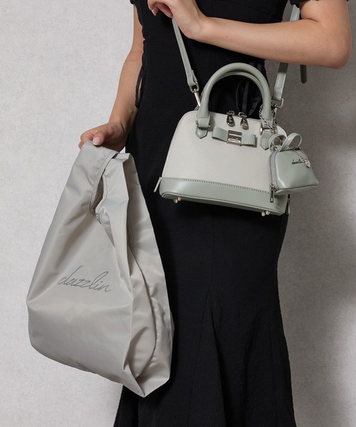 dazzlin(ダズリン)の「【dazzlin/ダズリン】バレッタリボン エコバッグ入バッグチャーム付 ミニハンドバッグ(ハンドバッグ・レディース・ブラック/ミント/ピンク/グレー/ベージュ/ダークブラウン/ブラック×ホワイト・FREE)」の6枚目の写真