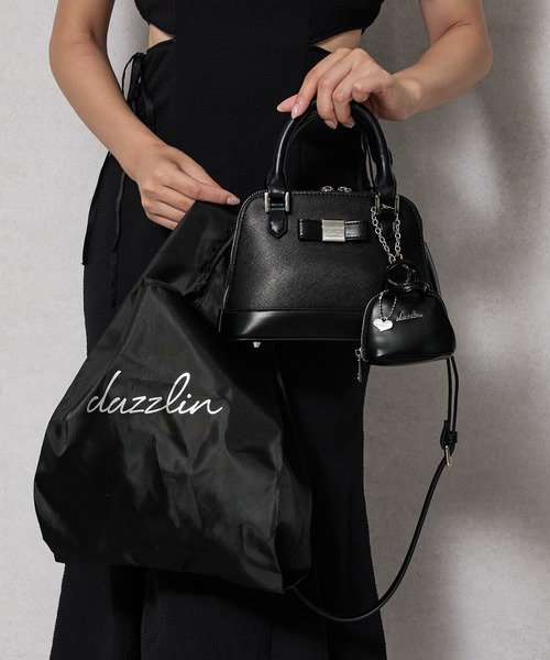 dazzlin(ダズリン)の「【dazzlin/ダズリン】バレッタリボン エコバッグ入バッグチャーム付 ミニハンドバッグ(ハンドバッグ・レディース・ブラック/ミント/ピンク/グレー/ベージュ/ダークブラウン/ブラック×ホワイト・FREE)」の2枚目の写真