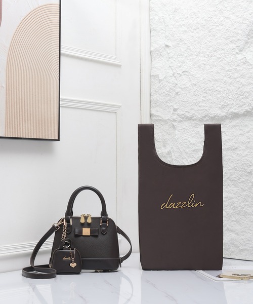 dazzlin(ダズリン)の「【dazzlin/ダズリン】バレッタリボン エコバッグ入バッグチャーム付 ミニハンドバッグ(ハンドバッグ・レディース・ブラック/ミント/ピンク/グレー/ベージュ/ダークブラウン/ブラック×ホワイト・FREE)」の13枚目の写真