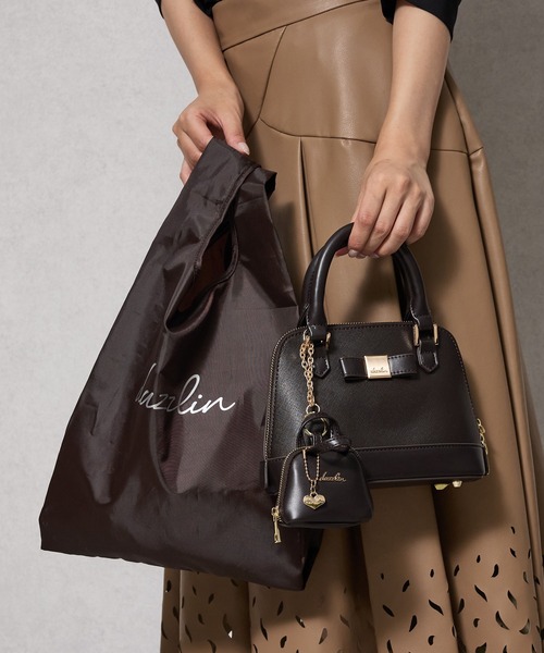 dazzlin(ダズリン)の「【dazzlin/ダズリン】バレッタリボン エコバッグ入バッグチャーム付 ミニハンドバッグ(ハンドバッグ・レディース・ブラック/ミント/ピンク/グレー/ベージュ/ダークブラウン/ブラック×ホワイト・FREE)」の14枚目の写真