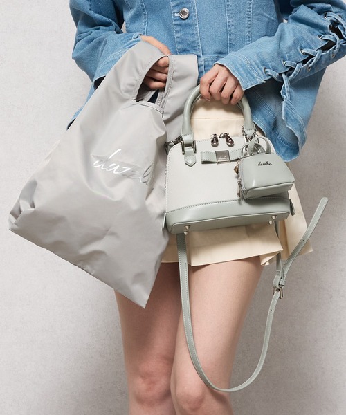 dazzlin(ダズリン)の「【dazzlin/ダズリン】バレッタリボン エコバッグ入バッグチャーム付 ミニハンドバッグ(ハンドバッグ・レディース・ブラック/ミント/ピンク/グレー/ベージュ/ダークブラウン/ブラック×ホワイト・FREE)」の21枚目の写真