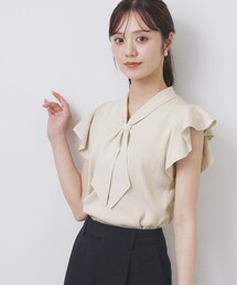 index | フレアスリーブボウタイニット【洗濯機洗い可/接触冷感/抗ピル】(ニット/セーター)