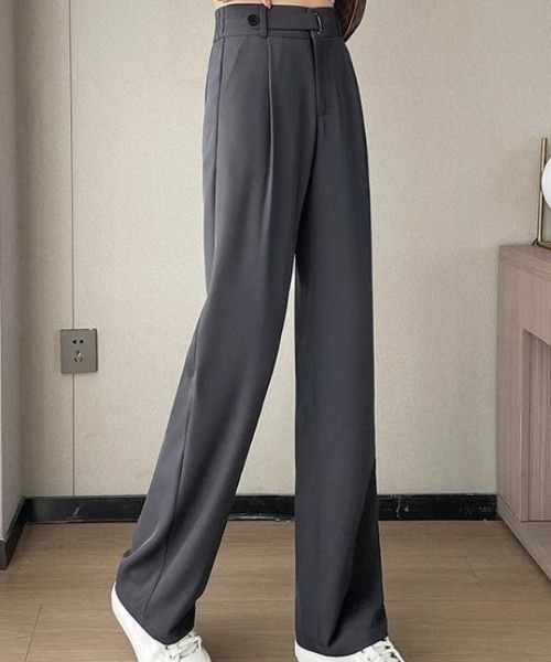 SHEPP(シープ)の「ウエストベルトデザイン タックワイドスラックス(スラックス・レディース・ブラック/グレー・S/M/L)」の6枚目の写真
