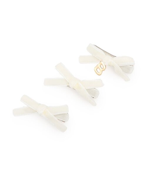 by LOVEiT（バイラビット）の「ベルベットリボンクリップ（ヘアピン・キッズ・ピンク/キャメル/オフホワイト・F）」の2枚目の写真