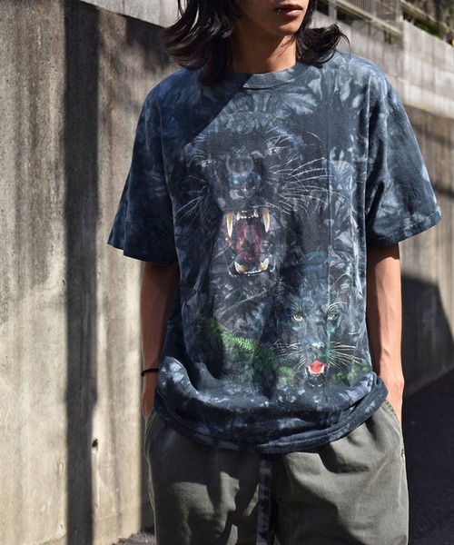 LABORATORY R(ラボラトリーアール)の「【USED】90’s Back To Earth “Black panther” タイダイ アニマル Tシャツ(Tシャツ/カットソー・メンズ・ネイビー・LARGE)」の1枚目の写真