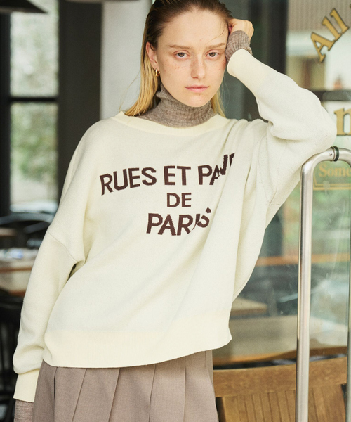 EMMA ROUGE VIF(エマルージュヴィフ)の「【2025新色登場】ジャガードロゴニット(ニット/セーター・レディース・ブラウン/ネイビー/イエロー/グレー・フリー)」の4枚目の写真