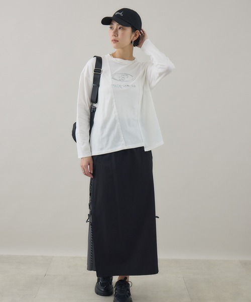 Paradise Picnic（パラダイスピクニック）の「33℃ サイドスリット カーブコードフレアスカート（スカート・レディース・ブラック/カーキ・FREE）」の13枚目の写真