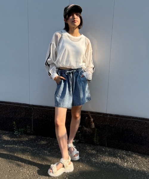 LOVETOXIC（ラブトキシック）の「【LTXC】インナーつきメッシュTシャツ（アンサンブル・キッズ・ブラック/カーキ/オフホワイト・S:140cm/130cm/L:160cm/M:150cm）」の6枚目の写真