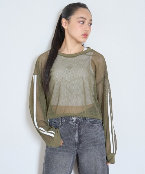 LOVETOXIC（ラブトキシック）の「【LTXC】インナーつきメッシュTシャツ（アンサンブル・キッズ・ブラック/カーキ/オフホワイト・S:140cm/130cm/L:160cm/M:150cm）」の7枚目の写真