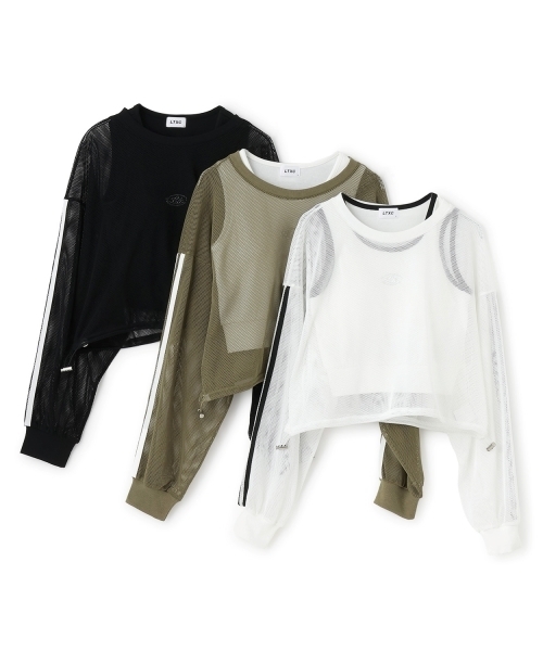 LOVETOXIC（ラブトキシック）の「【LTXC】インナーつきメッシュTシャツ（アンサンブル・キッズ・ブラック/カーキ/オフホワイト・S:140cm/130cm/L:160cm/M:150cm）」の8枚目の写真