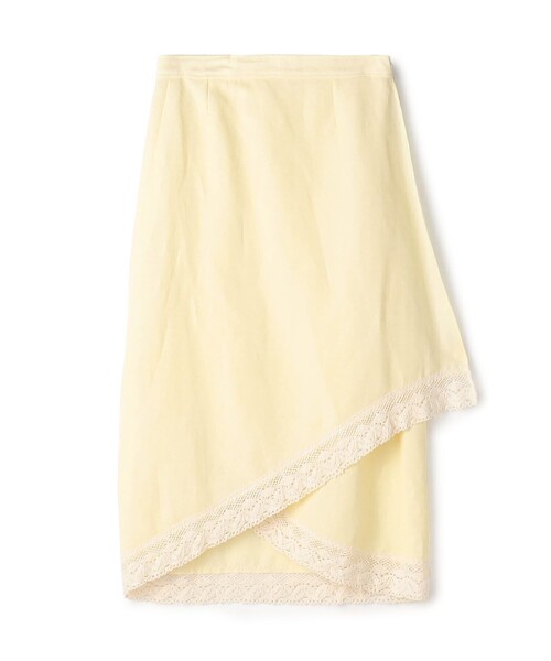 ナイロンリネンビンテージギャバジン レースコンビラップスカート