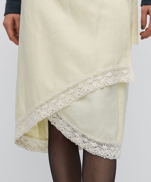 BACCA ナイロンリネンビンテージギャバジン レースコンビラップスカート BACCA（バッカ）の「ナイロンリネンビンテージギャバジン レースコンビ