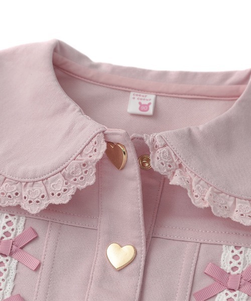 coeur a coeur（クーラクール）の「coeur a coeur デニムニットジャケット（その他アウター・キッズ・ピンク/ネイビー・120cm/110cm/100cm/90cm）」の3枚目の写真