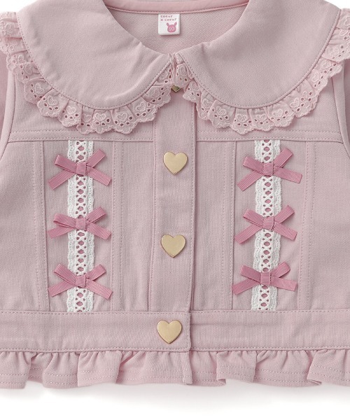 coeur a coeur（クーラクール）の「coeur a coeur デニムニットジャケット（その他アウター・キッズ・ピンク/ネイビー・120cm/110cm/100cm/90cm）」の4枚目の写真