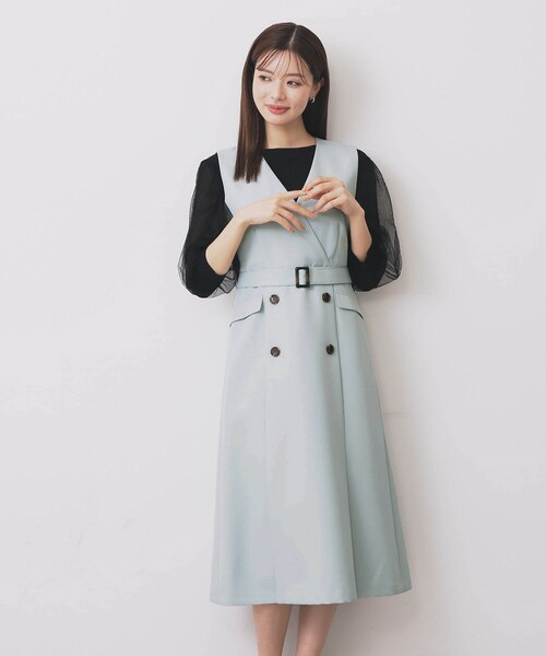 セール】トレンチディティールワンピース【洗濯機OK/イージーアイロン