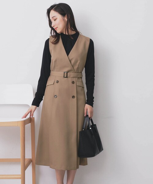 セール】トレンチディティールワンピース【洗濯機OK/イージーアイロン