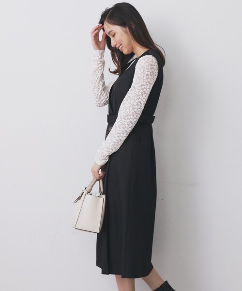 index（インデックス）の「トレンチディティールワンピース【洗濯機OK/イージーアイロン/防シワ】（ワンピース・レディース・キャメル/グリーン系/ブラック・38/36/42/40）」の4枚目の写真