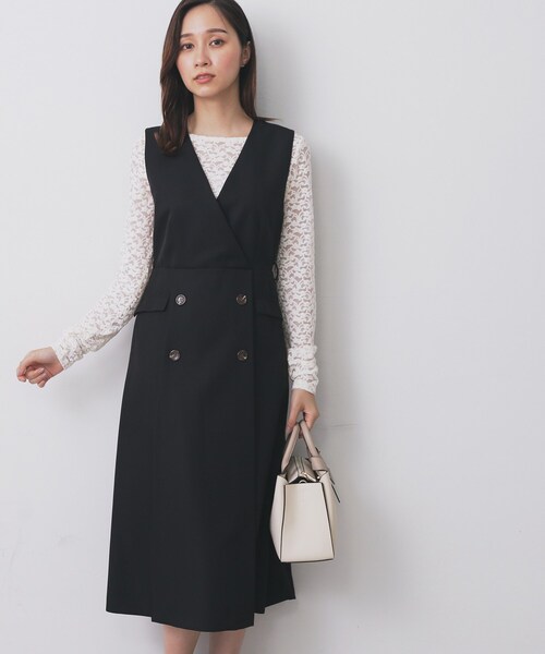 index（インデックス）の「トレンチディティールワンピース【洗濯機OK/イージーアイロン/防シワ】（ワンピース・レディース・キャメル/グリーン系/ブラック・38/36/42/40）」の7枚目の写真